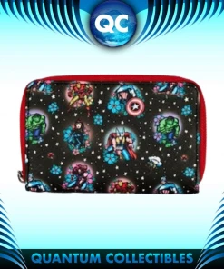 Quantum Collectibles Loungefly Avengers Floral Tattoo Zip Around Wallet Preorder