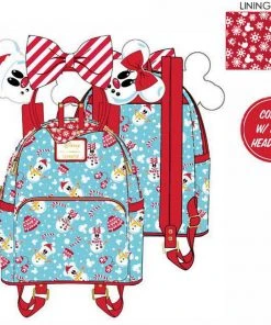 Quantum Collectibles Loungefly Disney Minnie Mickey Snowman AOP Mini Backpack Headband Set Preorder