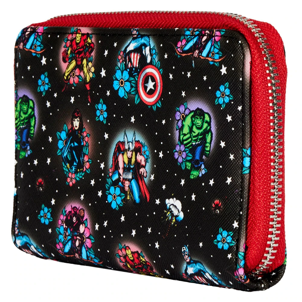 Quantum Collectibles Loungefly Avengers Floral Tattoo Zip Around Wallet Preorder 7 Quantum Collectibles Loungefly Avengers Floral Tattoo Zip Around Wallet Preorder