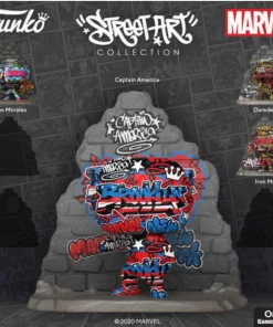 Quantum Collectibles Funko Pop! Marvel Captain America Street Art GameStop Exclusive Pre-Order USA Exclusive Stickered Pop Vinyls