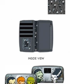 Quantum Collectibles Loungefly Universal Monsters Chibi Line Zip Around Wallet Preorder