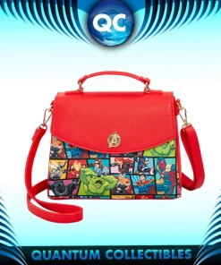 Quantum Collectibles Loungefly Marvel Avengers Comic AOP Crossbody Preorder