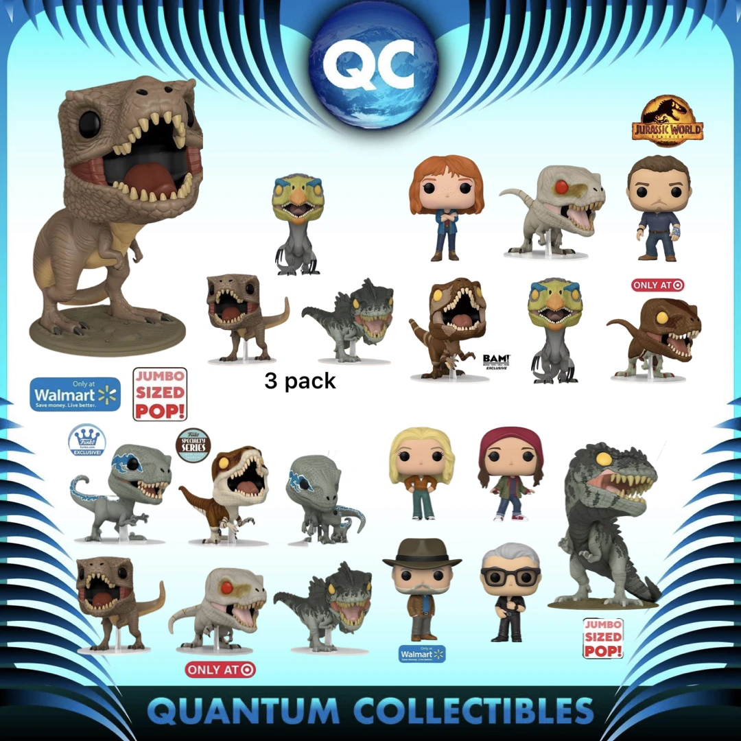 Quantum Collectibles Funko Pop! Vinyls Funko Pop! Jurassic World Dominion Bundle Of 19 Including US Exclusives, 3 Pack And 10 Inches Preorder 3 Quantum Collectibles Funko Pop! Vinyls Funko Pop! Jurassic World Dominion Bundle Of 19 Including US Exclusives, 3 Pack And 10 Inches Preorder