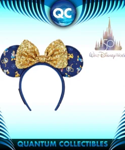 Quantum Collectibles Loungefly Walt Disney World 50th Anniversary Blue And Gold AOP Character Ears Preorder