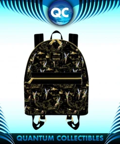 Quantum Collectibles Loungefly Tinkerbell Black And Gold AOP Mini Backpack Preorder