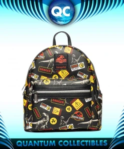 Quantum Collectibles Loungefly Jurassic Park Warning Signs AOP Mini Backpack Preorder