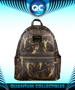 Quantum Collectibles Loungefly Tinkerbell Black And Gold AOP Mini Backpack Preorder